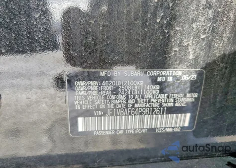 2023 Subaru Wrx Premium z USA, uszkodzony, nr VIN JF1VBAF64P9812611